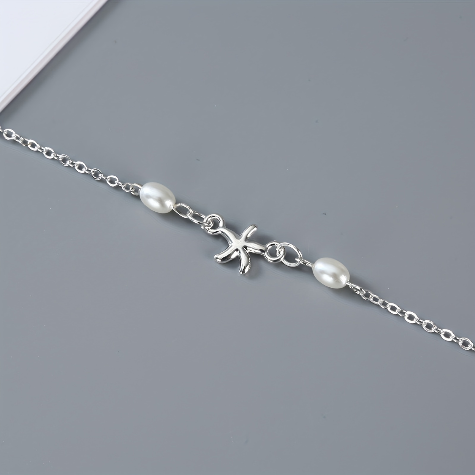 Beach Style Starfish Faux Pearl Anklet